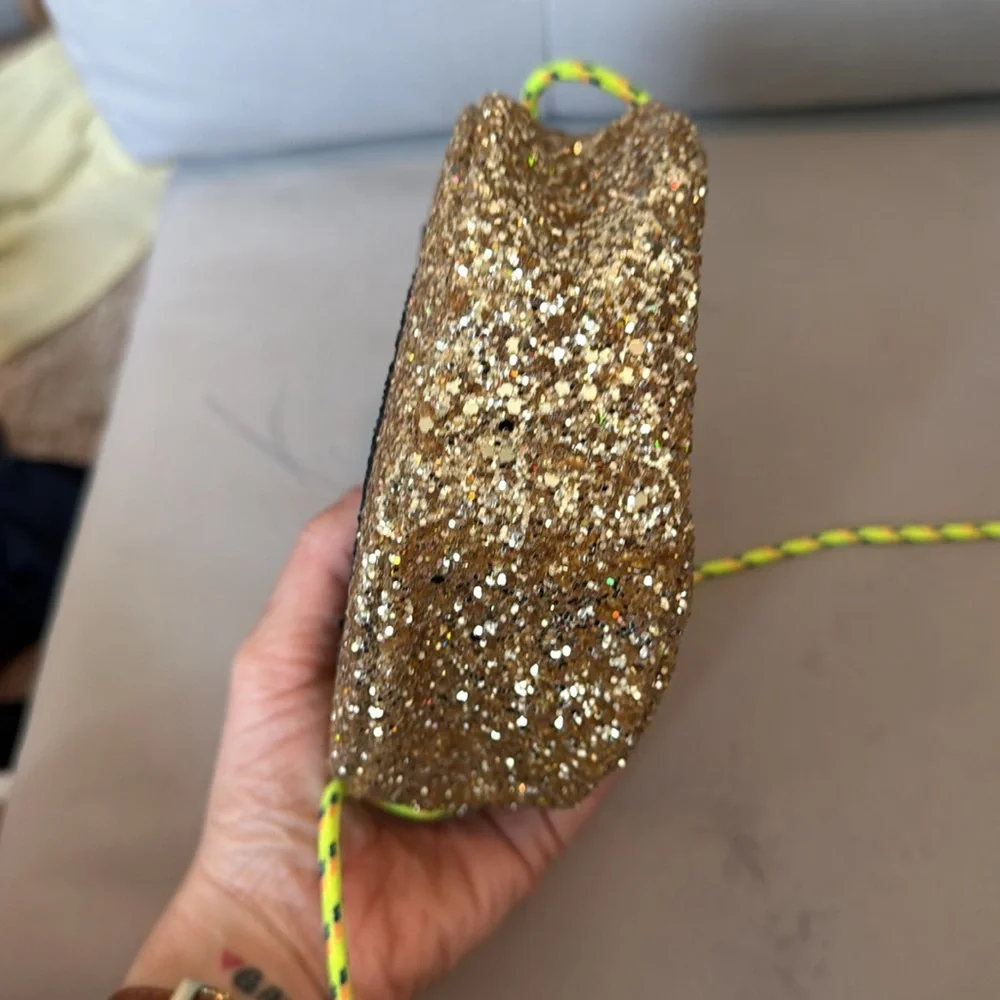 Crewcuts Gold Glitter Emoji Crossbody Bag